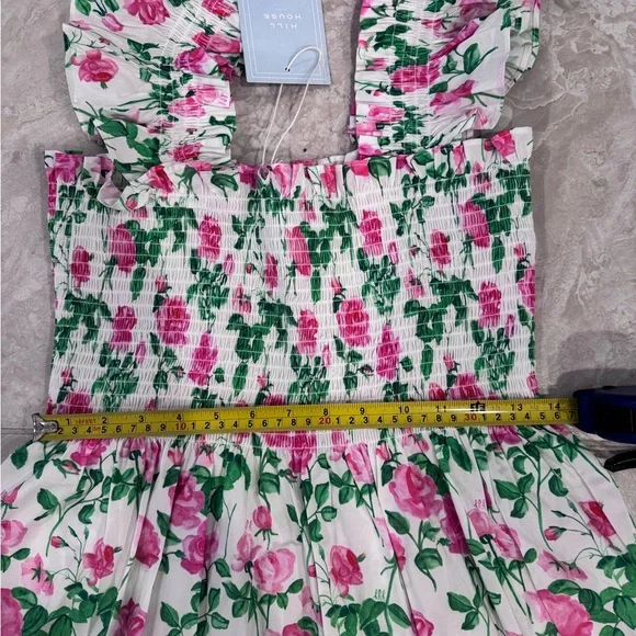Hill House Floral Midi Dress in White, Pink & Green - Picture 10 of 11